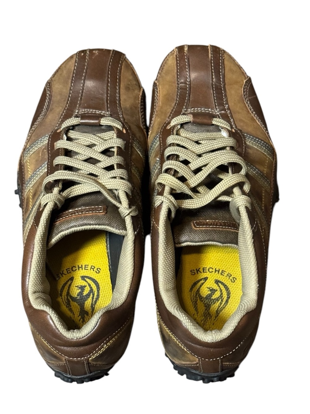 Skechers City Walk Brown Leather Casual Lace-Up Sneakers Y2K Mens Size 10 - Picture 7 of 12